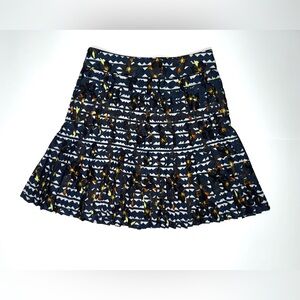 J. Crew Dark Blue and Yellow Patterned Skirt